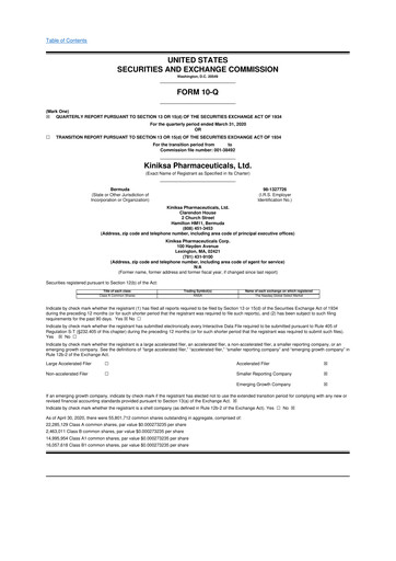 Thumbnail Kiniksa Pharmaceuticals
 10-Q Quarterly Report FY2020 