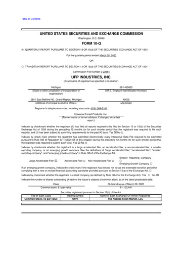 Thumbnail UFP Industries
 10-Q Quarterly Report FY2020 