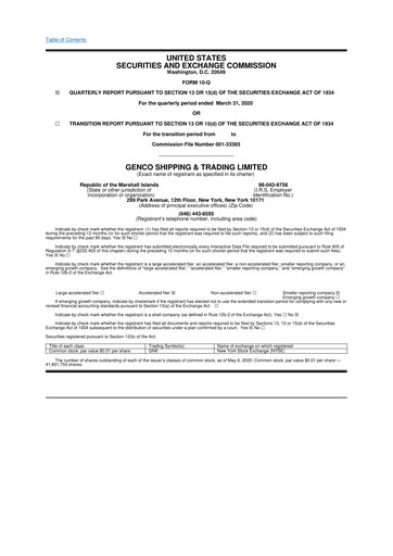 Thumbnail Genco Shipping & Trading 10-Q Quarterly Report FY2020 