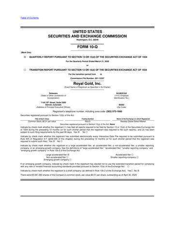 Thumbnail Royal Gold
 10-Q Quarterly Report FY2020 