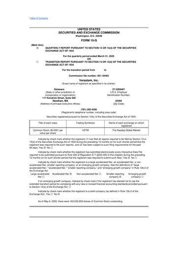 Thumbnail Verastem Oncology
 10-Q Quarterly Report FY2020 