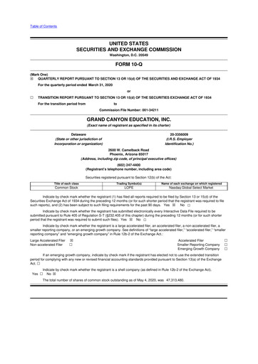 Thumbnail Grand Canyon Education 10-Q Quarterly Report FY2020 