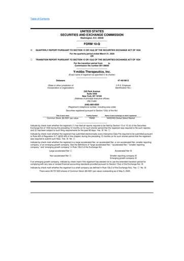 Thumbnail Y-mAbs Therapeutics
 10-Q Quarterly Report FY2020 