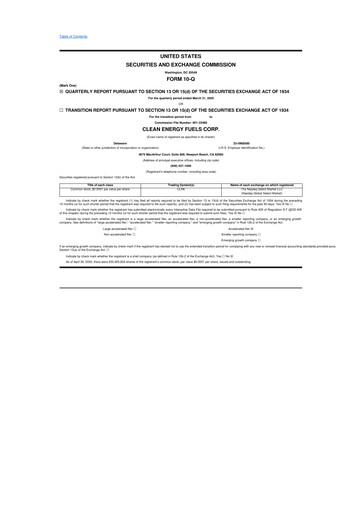 Miniature Clean Energy Fuels 10-Q Rapport trimestriel 2020 