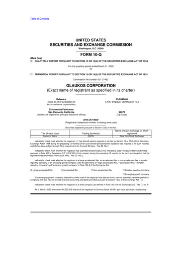 Thumbnail Glaukos 10-Q Quarterly Report FY 