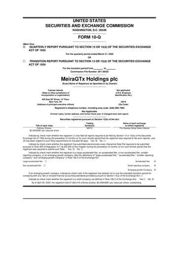 Vorschaubild MeiraGTx 10-Q Quartalsbericht 2020 