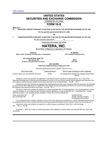 Thumbnail Natera 10-Q Quarterly Report FY2020 