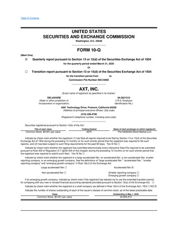 Thumbnail AXT Inc
 10-Q Quarterly Report FY2020 