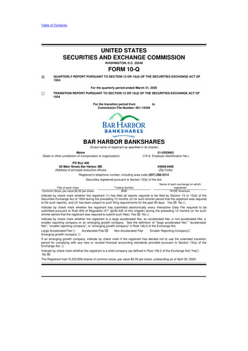 Vorschaubild Bar Harbor Bankshares

 10-Q Quartalsbericht 2020 