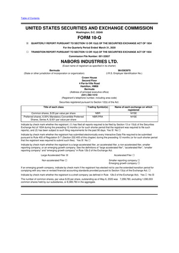 Vorschaubild Nabors Industries
 10-Q Quartalsbericht 2020 