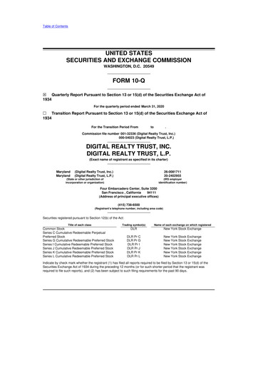 Thumbnail Digital Realty 10-Q Quarterly Report FY 