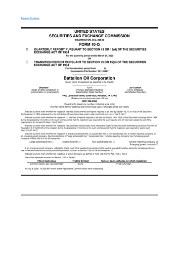 Vorschaubild Battalion Oil 10-Q Quartalsbericht 2019 
