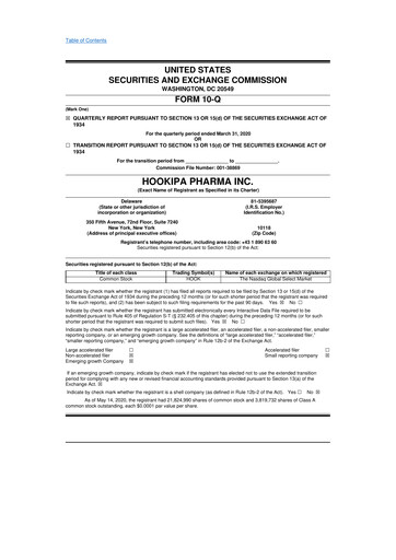 Thumbnail HOOKIPA Pharma 10-Q Quarterly Report FY2020 