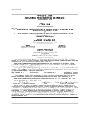 Vorschaubild Jaguar Health 10-Q Quartalsbericht 2020 