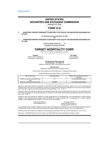 Thumbnail Target Hospitality 10-Q Quarterly Report FY2020 