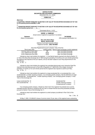Thumbnail Deere & Company (John Deere) 10-Q Quarterly Report FY2020 