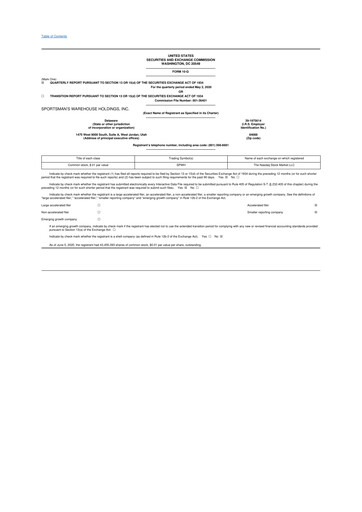 Thumbnail Sportsman's Warehouse 10-Q Quarterly Report FY2020 