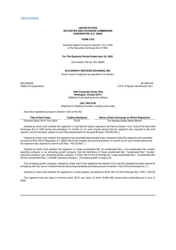 Thumbnail KLX Energy Services 10-Q Quarterly Report FY 