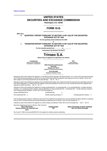 Thumbnail Trinseo 10-Q Quarterly Report FY2020 