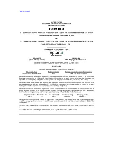 Thumbnail AptarGroup 10-Q Quarterly Report FY2020 