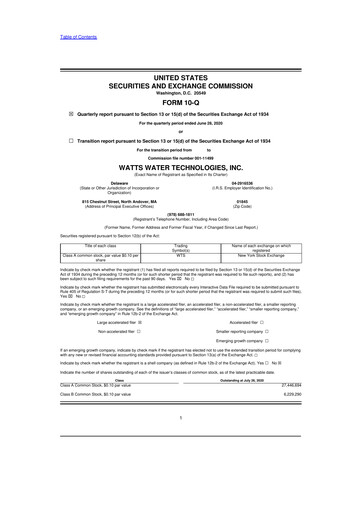 Thumbnail Watts Water Technologies
 10-Q Quarterly Report FY2020 