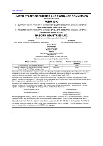 Vorschaubild Nabors Industries
 10-Q Quartalsbericht 2020 