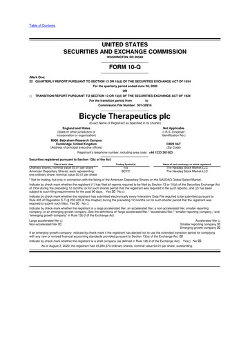 Thumbnail Bicycle Therapeutics 10-Q Quarterly Report FY 