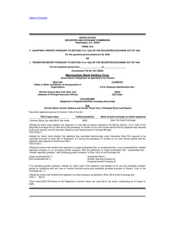 Thumbnail Metropolitan Bank Holding 10-Q Quarterly Report FY2020 