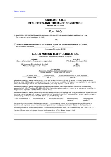 Thumbnail Allient 10-Q Quarterly Report FY2020 