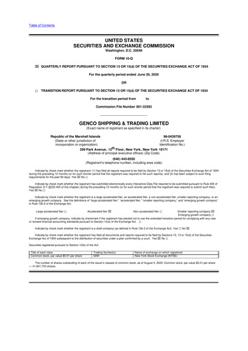 Thumbnail Genco Shipping & Trading 10-Q Quarterly Report FY2020 