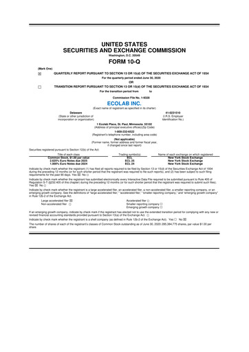 Thumbnail Ecolab 10-Q Quarterly Report FY2020 