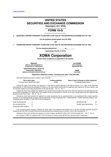 Thumbnail XOMA Royalty 10-Q Quarterly Report FY2020 