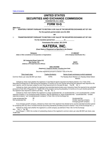 Thumbnail Natera 10-Q Quarterly Report FY2020 