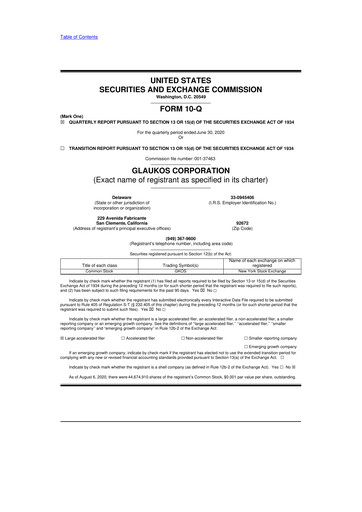 Thumbnail Glaukos 10-Q Quarterly Report FY 