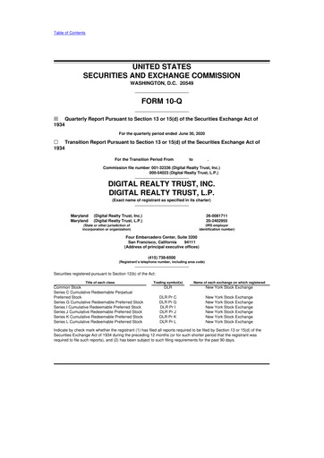 Thumbnail Digital Realty 10-Q Quarterly Report FY 