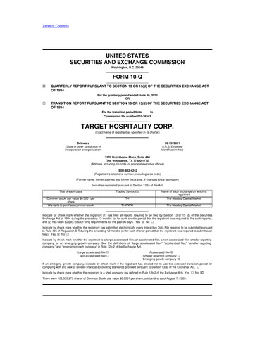 Thumbnail Target Hospitality 10-Q Quarterly Report FY2020 