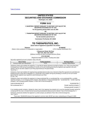 Thumbnail TG Therapeutics 10-Q Quarterly Report FY2020 
