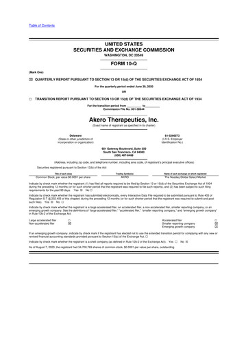 Thumbnail Akero Therapeutics 10-Q Quarterly Report FY2020 