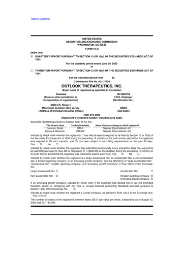 Thumbnail Outlook Therapeutics
 10-Q Quarterly Report FY2020 