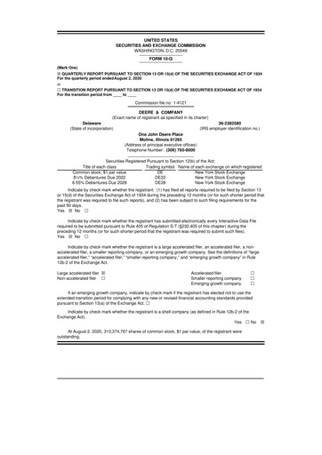 Thumbnail Deere & Company (John Deere) 10-Q Quarterly Report FY2020 