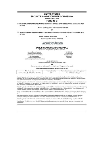 Thumbnail Janus Henderson
 10-Q Quarterly Report FY2020 