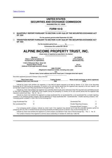 Thumbnail Alpine Income Property Trust 10-Q Quarterly Report FY2020 