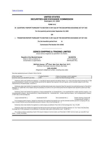 Thumbnail Genco Shipping & Trading 10-Q Quarterly Report FY2020 