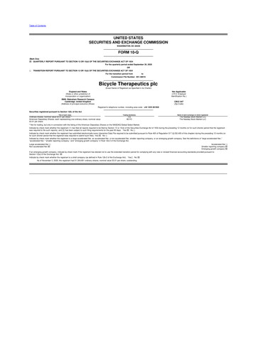 Thumbnail Bicycle Therapeutics 10-Q Quarterly Report FY 