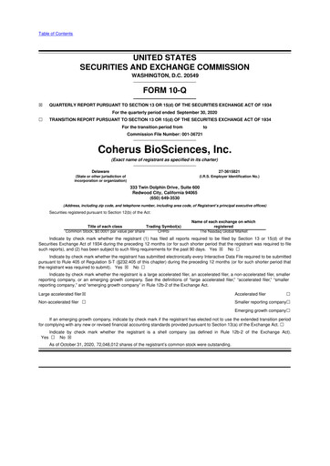 Thumbnail Coherus BioSciences
 10-Q Quarterly Report FY2020 