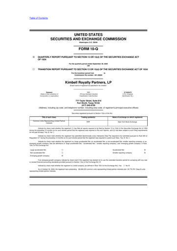 Thumbnail Kimbell Royalty Partners 10-Q Quarterly Report FY2020 
