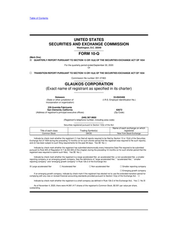 Thumbnail Glaukos 10-Q Quarterly Report FY 