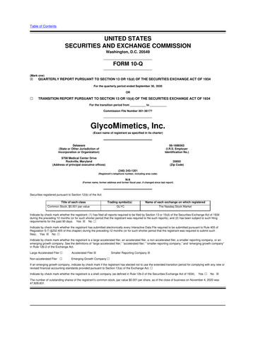 Thumbnail GlycoMimetics
 10-Q Quarterly Report FY2020 
