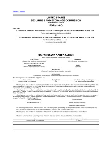 Thumbnail South State Corp 10-Q Quarterly Report FY2020 