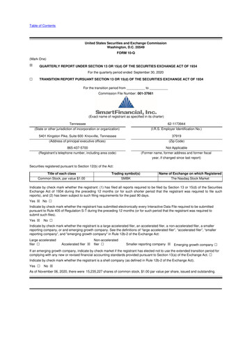 Thumbnail SmartFinancial (SmartBank) 10-Q Quarterly Report FY2020 